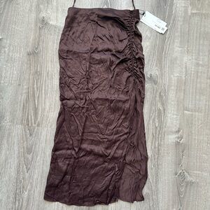 ZARA MIDI Skirt Chocolate Brown Size XS NWT